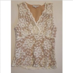 Cabi Sleeveless Lace Top Nude Shell